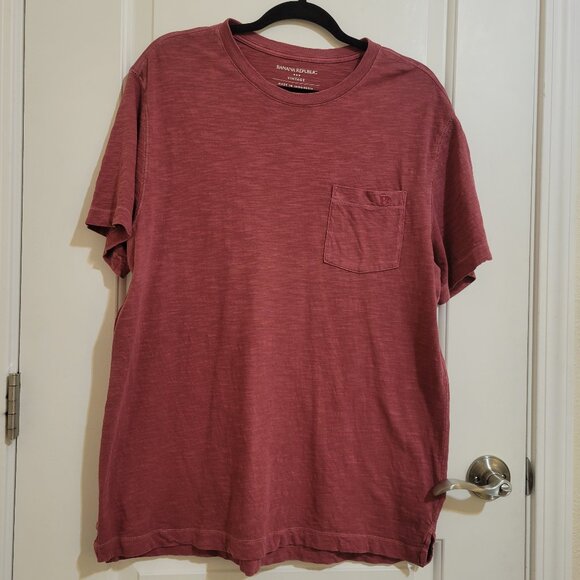 Banana Republic Factory Vintage Slub-Knit Tee Size L Red - Picture 1 of 8